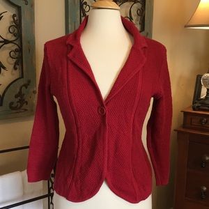Ann Taylor Loft Red Sweater w/ Single Button